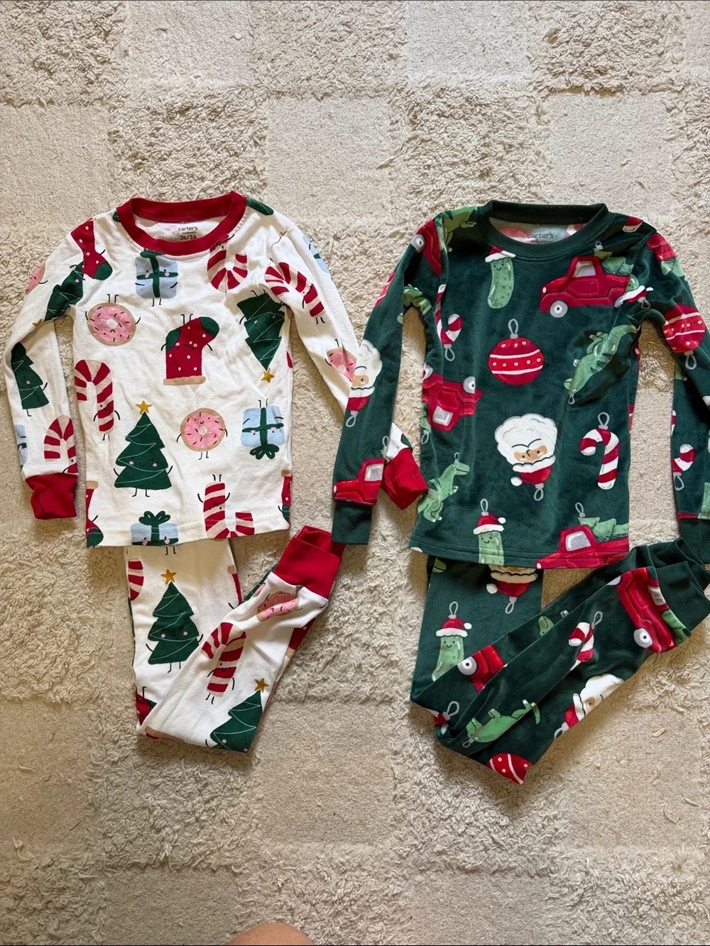 Carter's Kids Holiday Pajama Sets in Red, Green & White